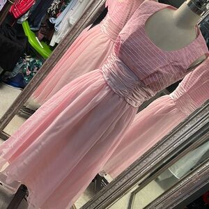 Vintage pink dress wrought satin waist cumber bun, Tata and organza body